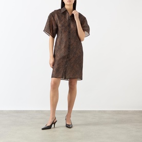Lace Print Mini Shirt Dress