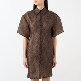 Lace Print Mini Shirt Dress