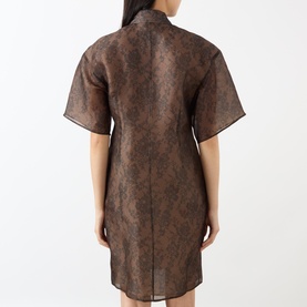 Lace Print Mini Shirt Dress