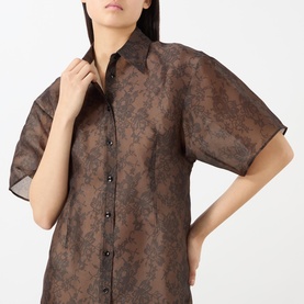 Lace Print Mini Shirt Dress