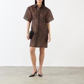 Lace Print Mini Shirt Dress