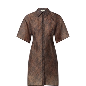 Lace Print Mini Shirt Dress