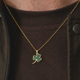&Eacute;ire Malachite Shamrock Necklace