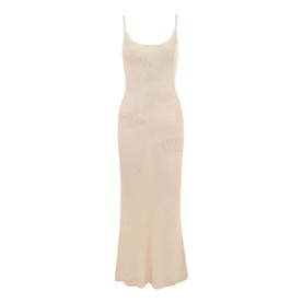 Dara Rose-Embroidered Ribbed Knit Dress