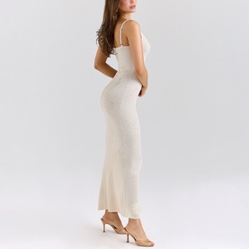 Dara Rose-Embroidered Ribbed Knit Dress