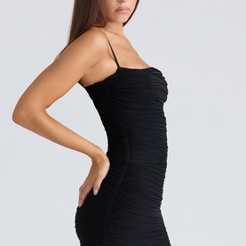 Ella Ruched Mesh Fitted Mini Dress