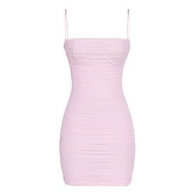 Ella Ruched Mesh Fitted Mini Dress