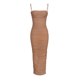 Fornarina Ruched Mesh Form-Fitting Dress