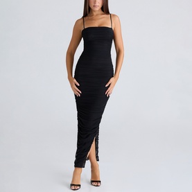 Fornarina Ruched Mesh Form-Fitting Dress