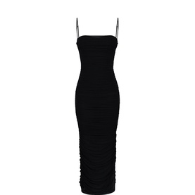 Fornarina Ruched Mesh Form-Fitting Dress