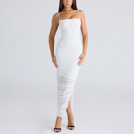 Fornarina Ruched Mesh Form-Fitting Dress