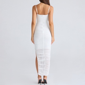 Fornarina Ruched Mesh Form-Fitting Dress