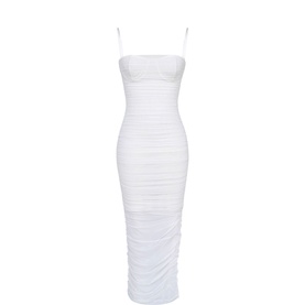 Fornarina Ruched Mesh Form-Fitting Dress