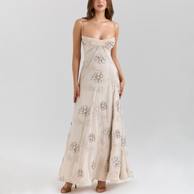 Seren Hand-Beaded Floral Dress