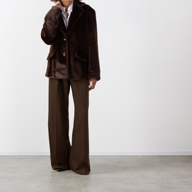 Evyn Single-Breasted Faux Shearling Jacket