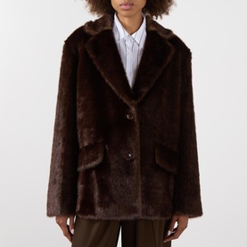 Evyn Single-Breasted Faux Shearling Jacket