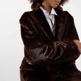 Evyn Single-Breasted Faux Shearling Jacket