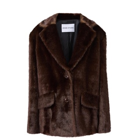 Evyn Single-Breasted Faux Shearling Jacket