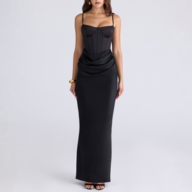 Valentina Satin Draped Corset Dress