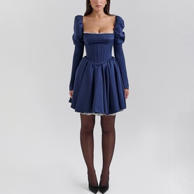 Venetia Satin Puff Sleeve Mini Dress