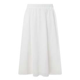 Barbour Melody Broderie Anglaise Skirt in white, midi length with elasticated waist, flared silhouette and broderie anglaise finish.