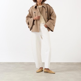 Alisandra Double-Breasted Short Trench Coat