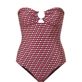 Geometric Print Bandeau Swimsuit