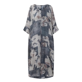 Front Pleat Printed Dress