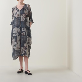 Front Pleat Printed Dress