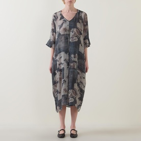 Front Pleat Printed Dress