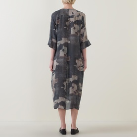 Front Pleat Printed Dress