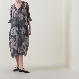 Front Pleat Printed Dress