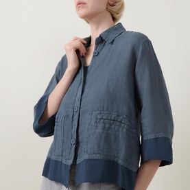 Contrast Trim Button Down Shirt