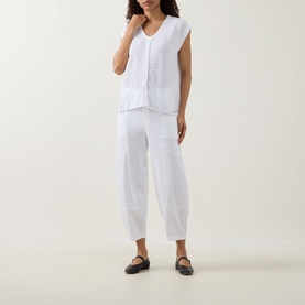 Barrel-Leg Cropped Trousers
