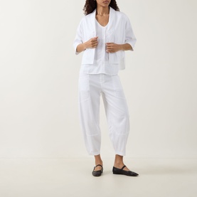 Barrel-Leg Cropped Trousers