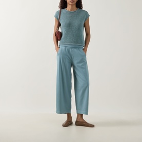 Banded Wide-Leg Cropped Trousers