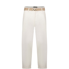 Casual Belted Straight Leg Trousers