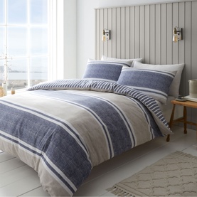 Textband Stripe Duvet Set Blue