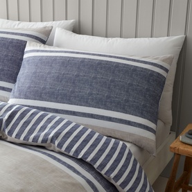 Textband Stripe Duvet Set Blue