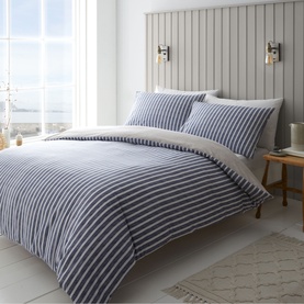 Textband Stripe Duvet Set Blue