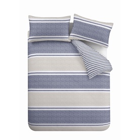 Textband Stripe Duvet Set Blue
