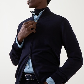 Fine Knit Zip-Through Sweater