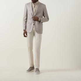 D6 Textured Single Breasted Suit Jacket
