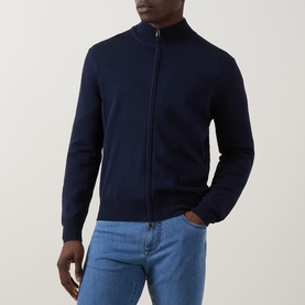 Zip-Through Fine Knit Sweater