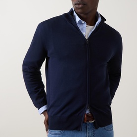 Zip-Through Fine Knit Sweater
