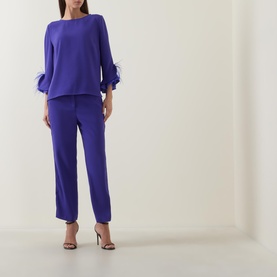 Spring Feather Cuff Blouse