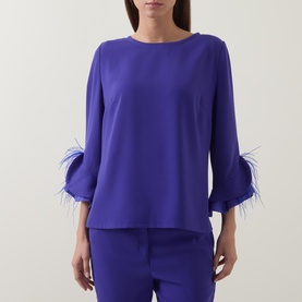 Spring Feather Cuff Blouse