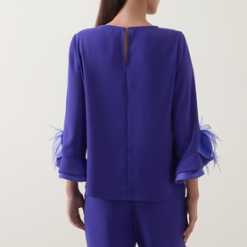 Spring Feather Cuff Blouse