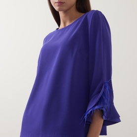 Spring Feather Cuff Blouse
