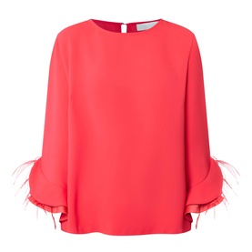 Spring Feather Cuff Blouse